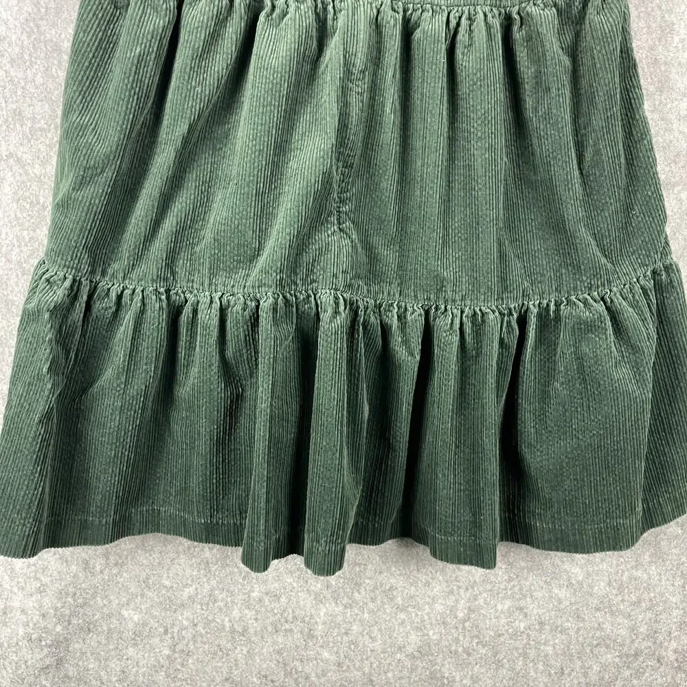 Madewell Corduroy Aidy Dress Womens 10 Green Square Neck Tiered Babydoll Holiday - Picture 12 of 14